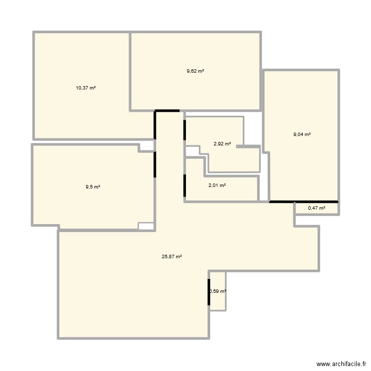 colocal. Plan de 9 pièces et 70 m2