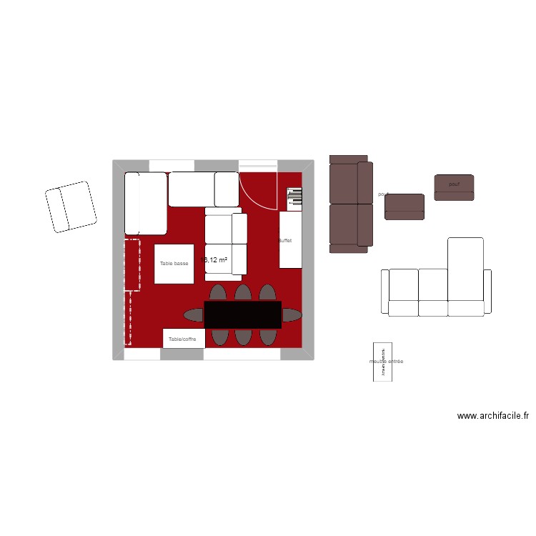 salonV2. Plan de 1 pièce et 16 m2