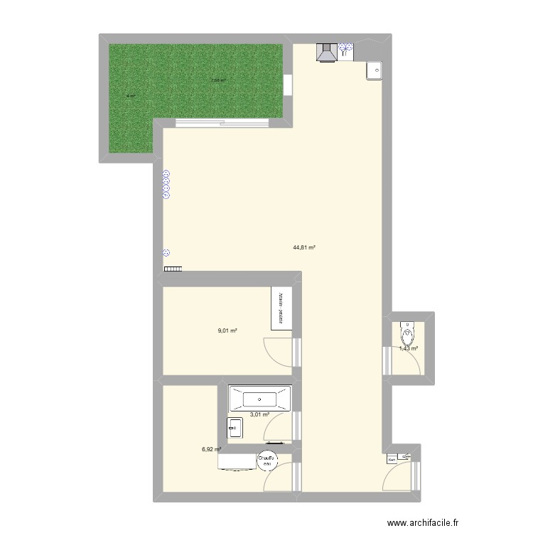 Appart Montfavet. Plan de 5 pièces et 65 m2