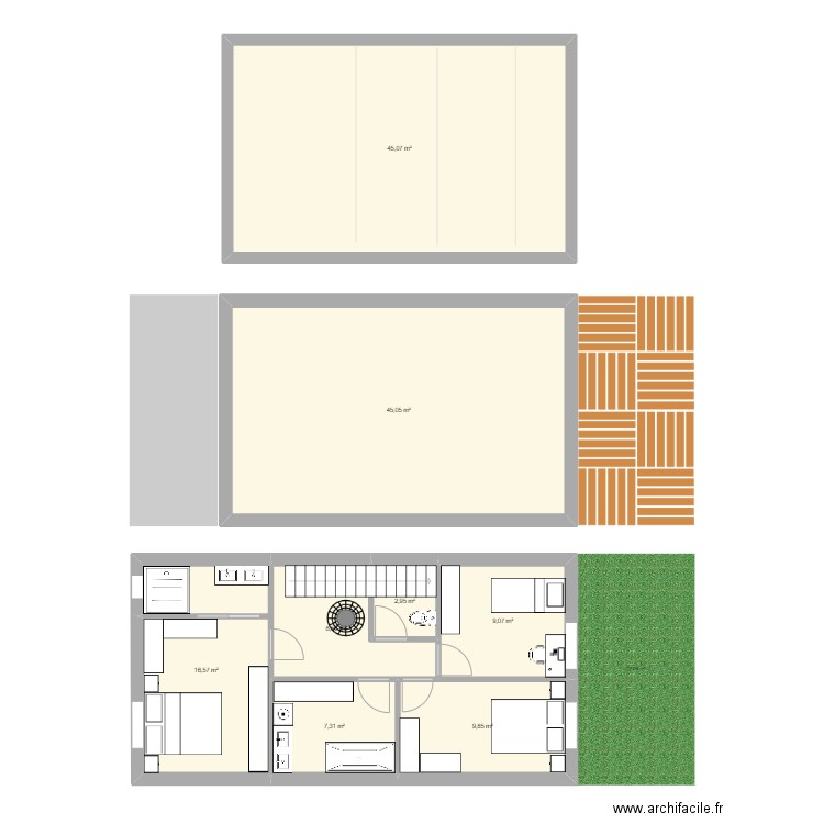 Chambres. Plan de 8 pièces et 144 m2