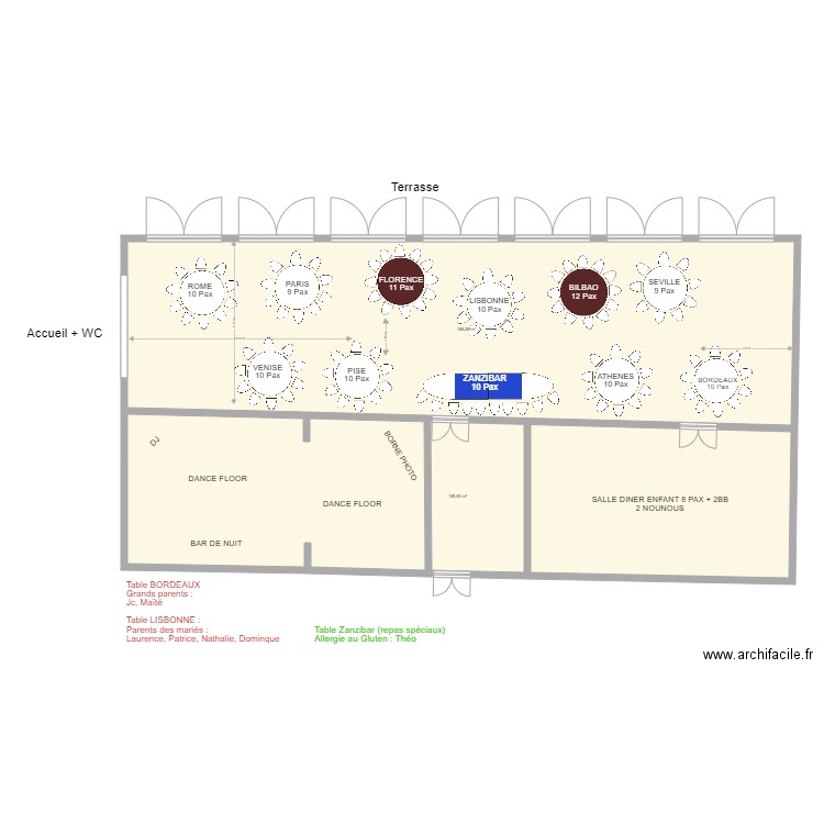 CIRCULATION SALLE CAROLINE ET ANTOINE 070924. Plan de 2 pièces et 307 m2