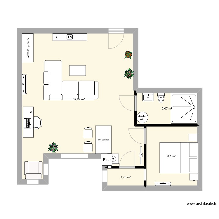 plan oasis. Plan de 4 pièces et 54 m2