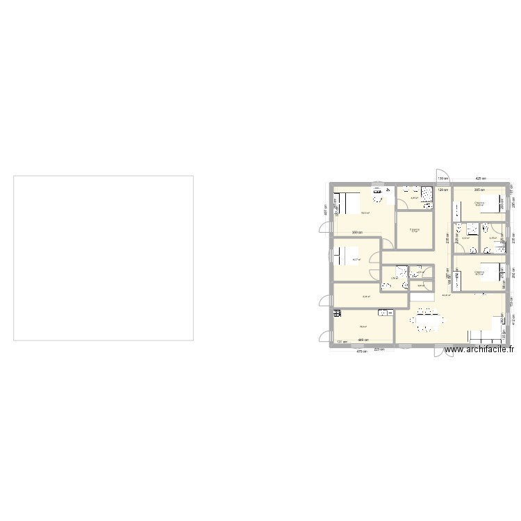 maison type 3 chambres. Plan de 14 pièces et 144 m2