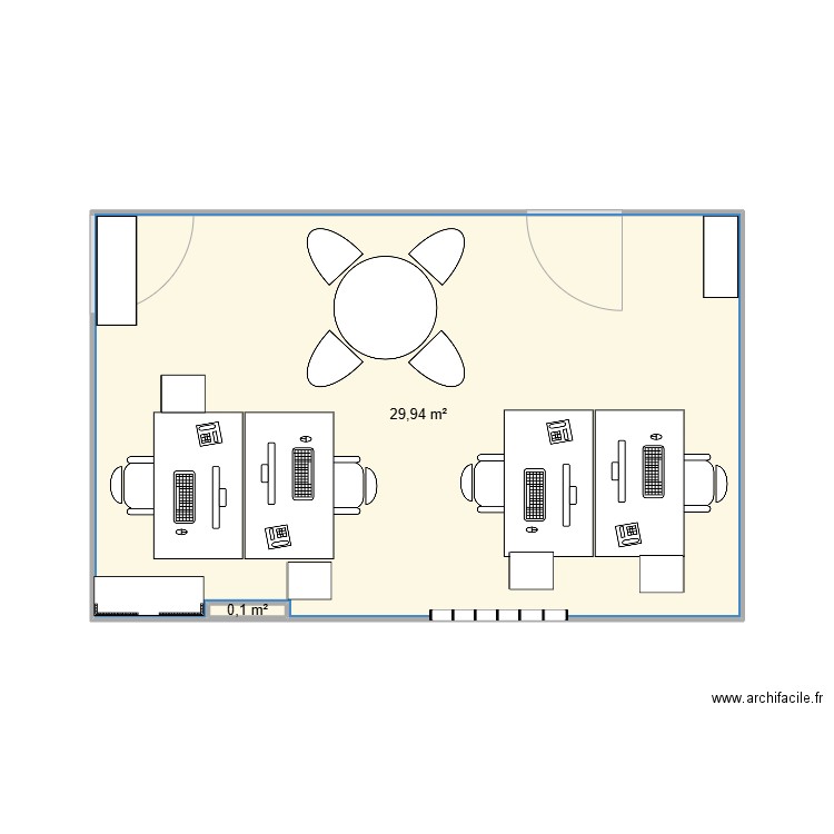 test bureau. Plan de 2 pièces et 30 m2