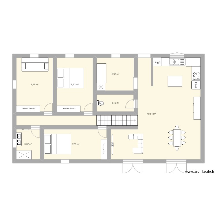 maison 1 . Plan de 7 pièces et 82 m2