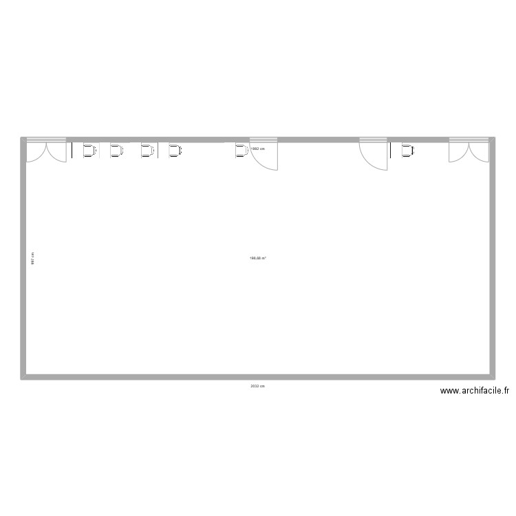 Salle 105B. Plan de 1 pièce et 199 m2