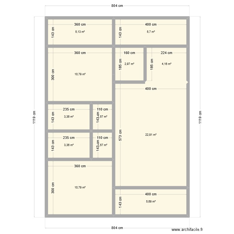 HALL FAITH. Plan de 12 pièces et 78 m2