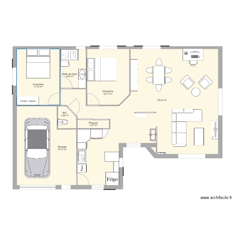 Scénario 3. Plan de 8 pièces et 109 m2