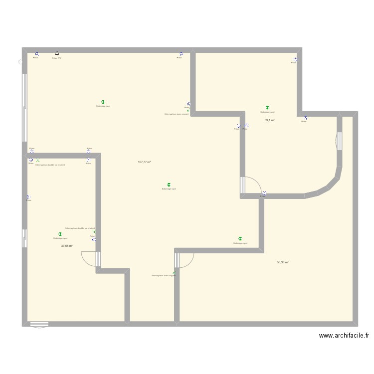 M4 Elec N2. Plan de 4 pièces et 238 m2