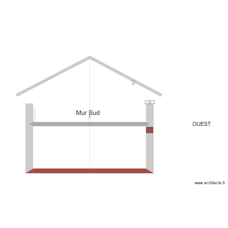 Coupe avec garage et dalle de 25 cm. Plan de 1 pièce et 19 m2