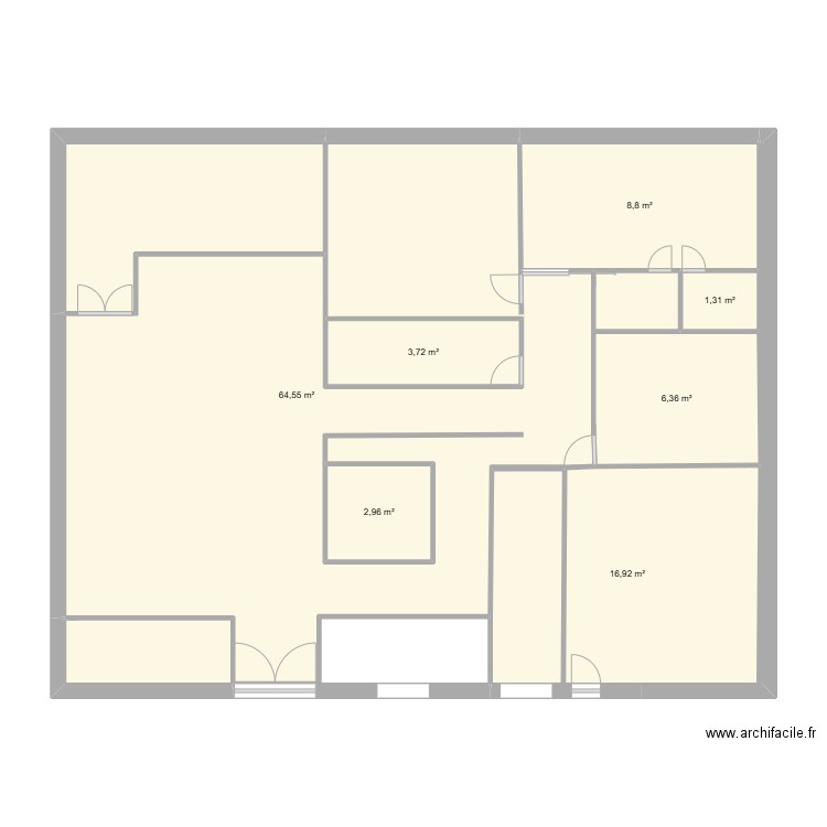 RDC Arafat. Plan de 7 pièces et 108 m2