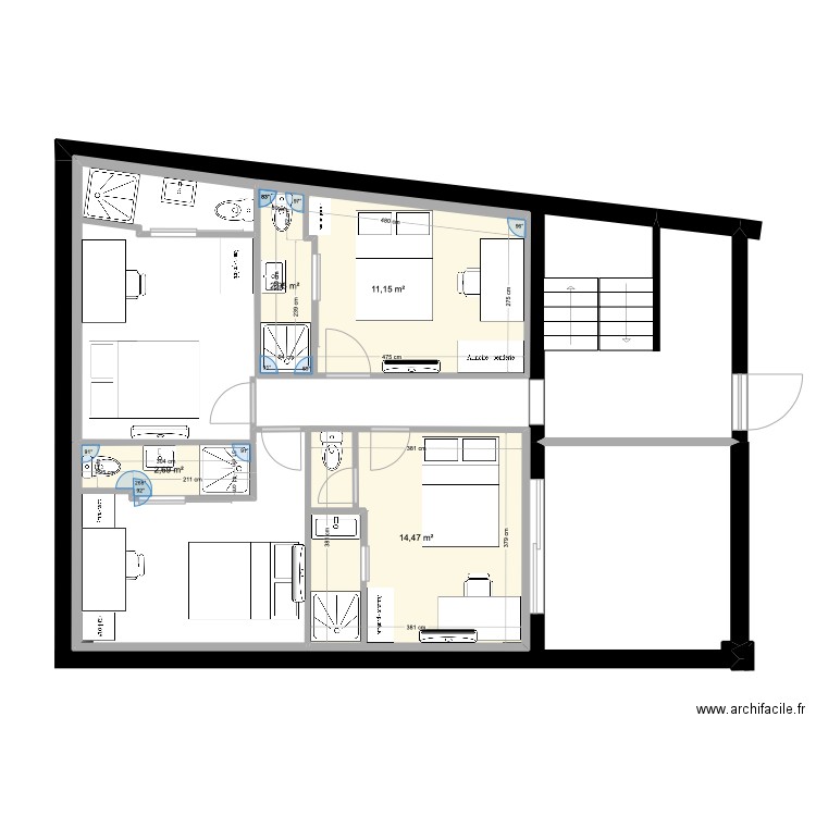 2èm G chambres/6bis. Plan de 4 pièces et 35 m2