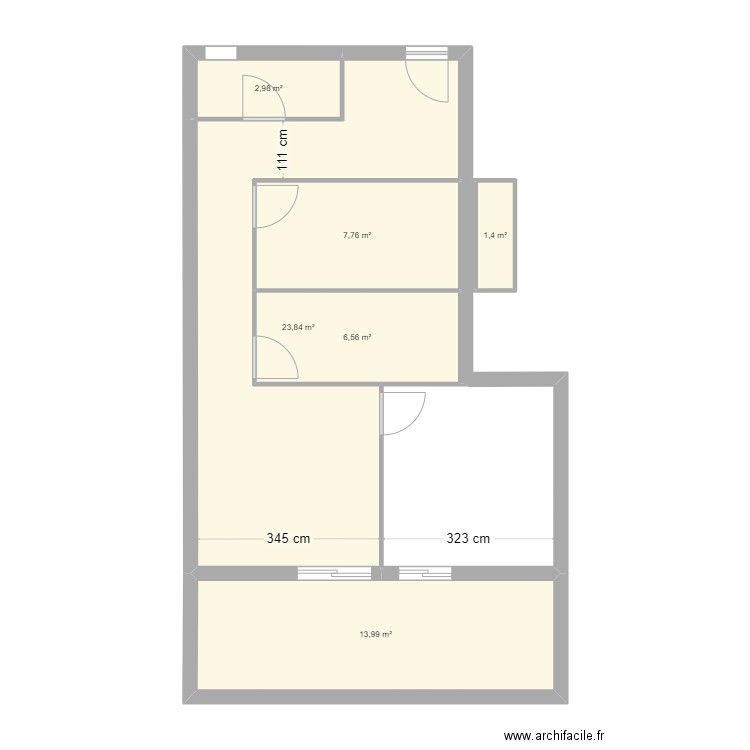 laetitia v2. Plan de 6 pièces et 57 m2