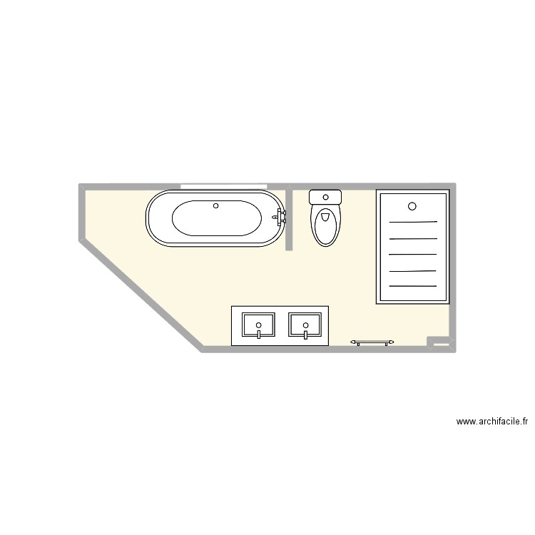 Salle de bain 2. Plan de 2 pièces et 7 m2