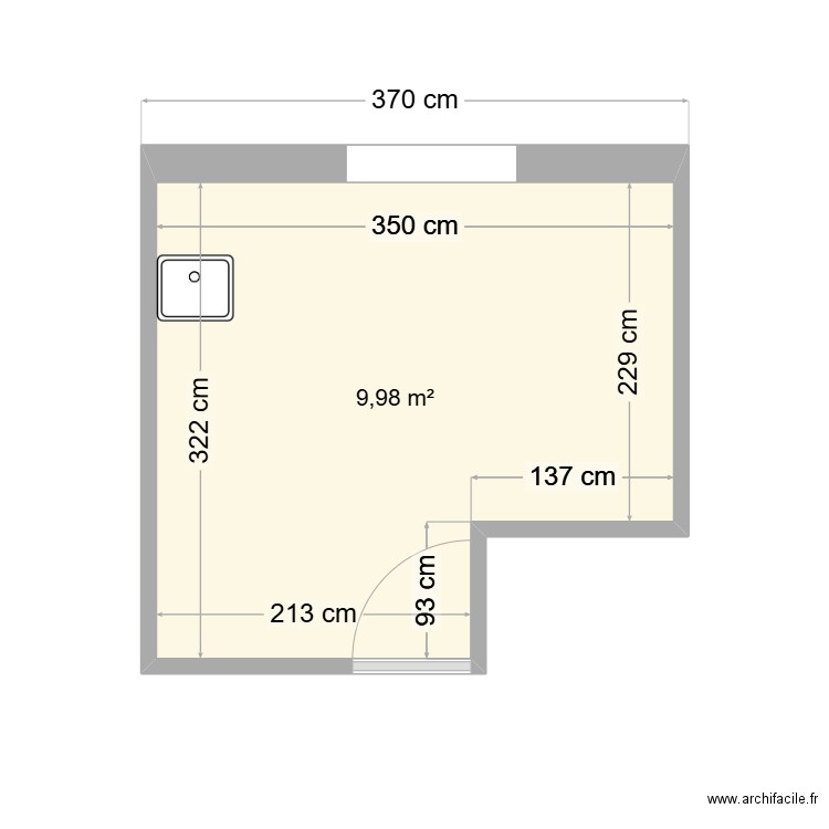 CUISINE. Plan de 1 pièce et 10 m2