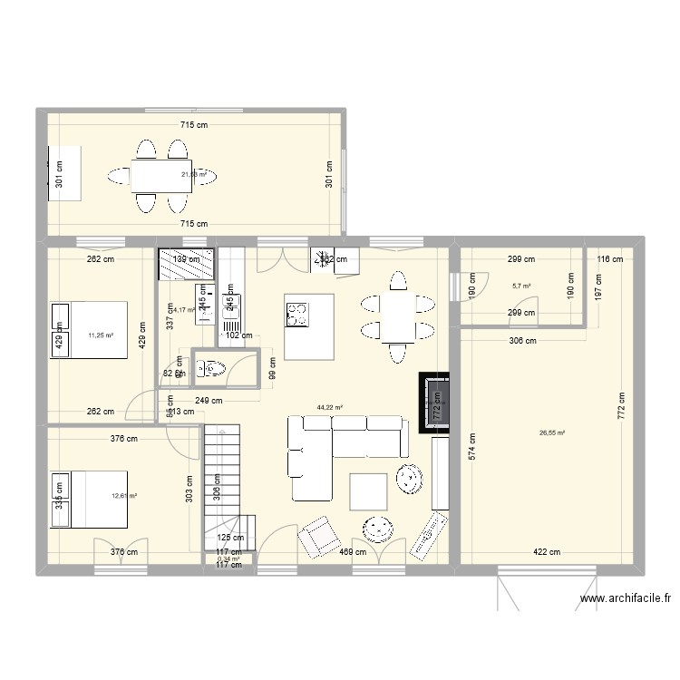 Maison Montreuil. Plan de 9 pièces et 128 m2