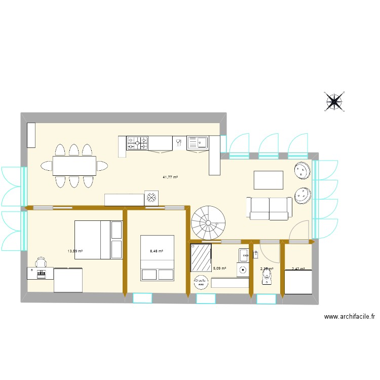 A MARG. Plan de 6 pièces et 74 m2