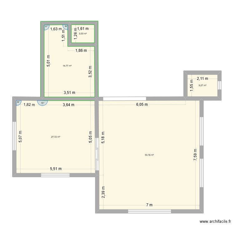 Retraite. Plan de 5 pièces et 101 m2