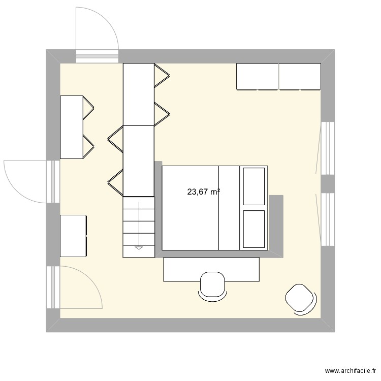 Porto philippine. Plan de 1 pièce et 24 m2