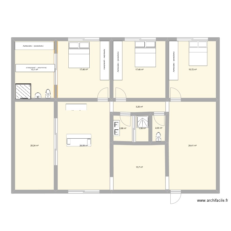 Vai. Plan de 12 pièces et 159 m2