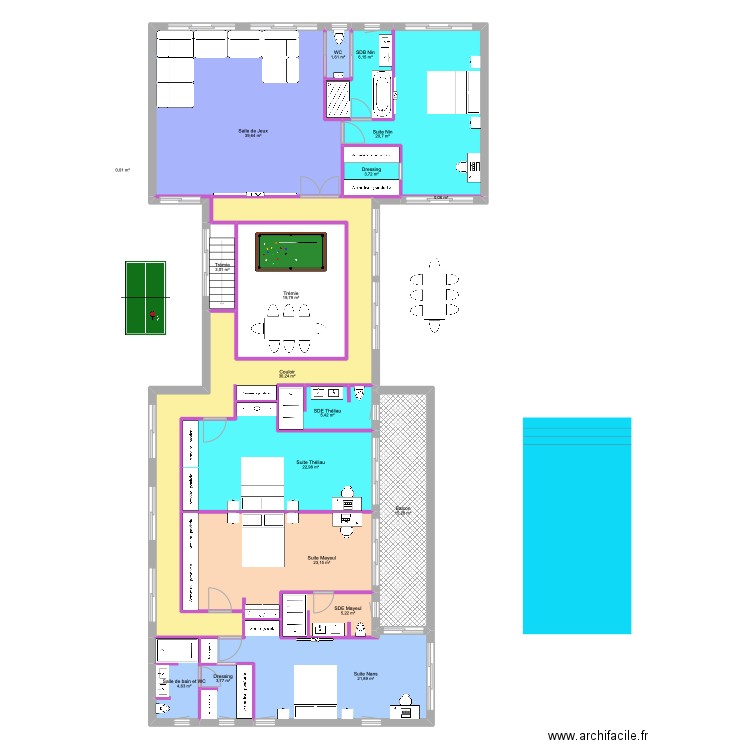 POINCAROND 2024 R+1 v2. Plan de 18 pièces et 227 m2