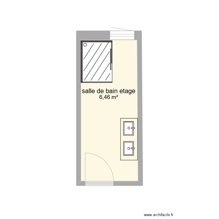 salle de bain etage. Plan de 1 pièce et 6 m2