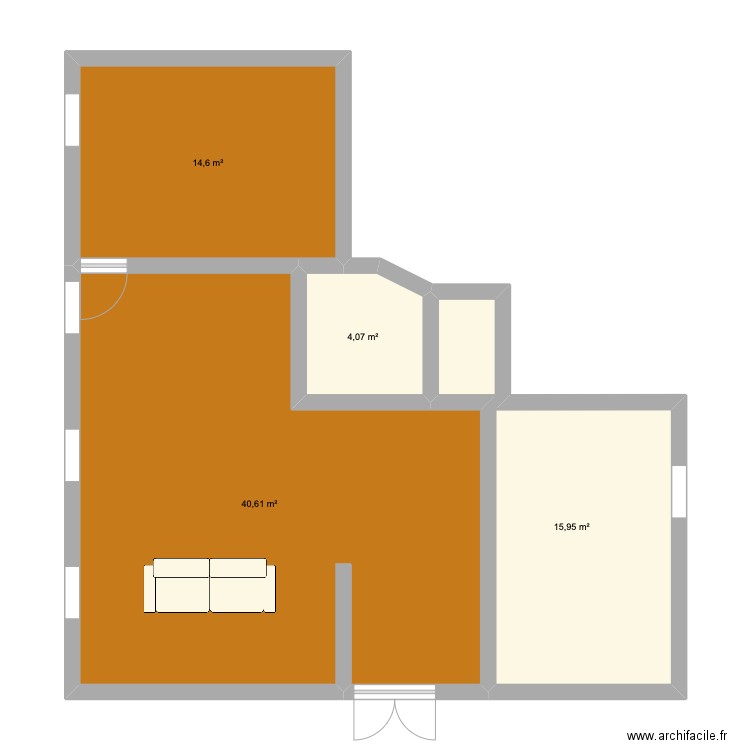 RACAN. Plan de 4 pièces et 75 m2