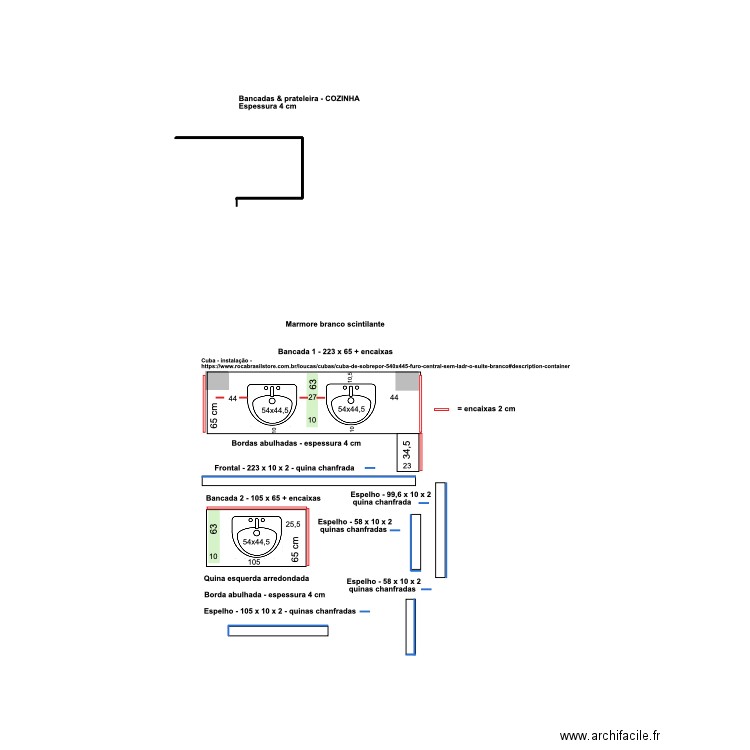 Bancadas banheiros. Plan de 0 pièce et 0 m2