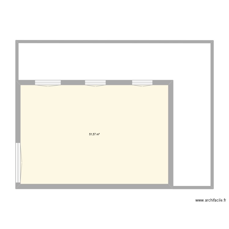 Fours à Chaux REZ-1. Plan de 1 pièce et 52 m2