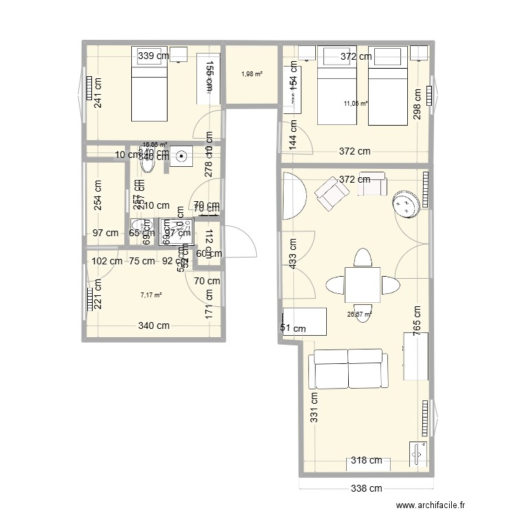 appartement parents3. Plan de 5 pièces et 64 m2