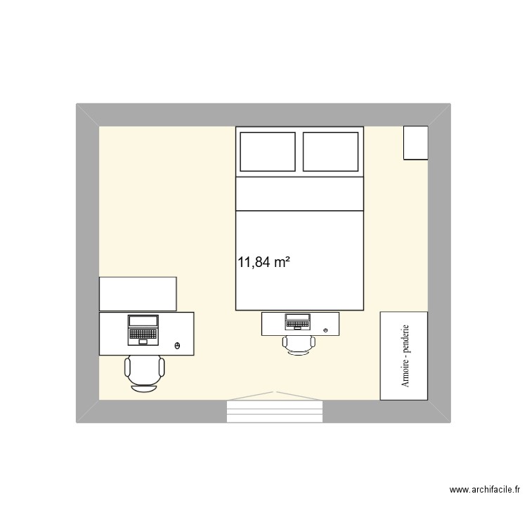 chambre prop 2. Plan de 1 pièce et 12 m2