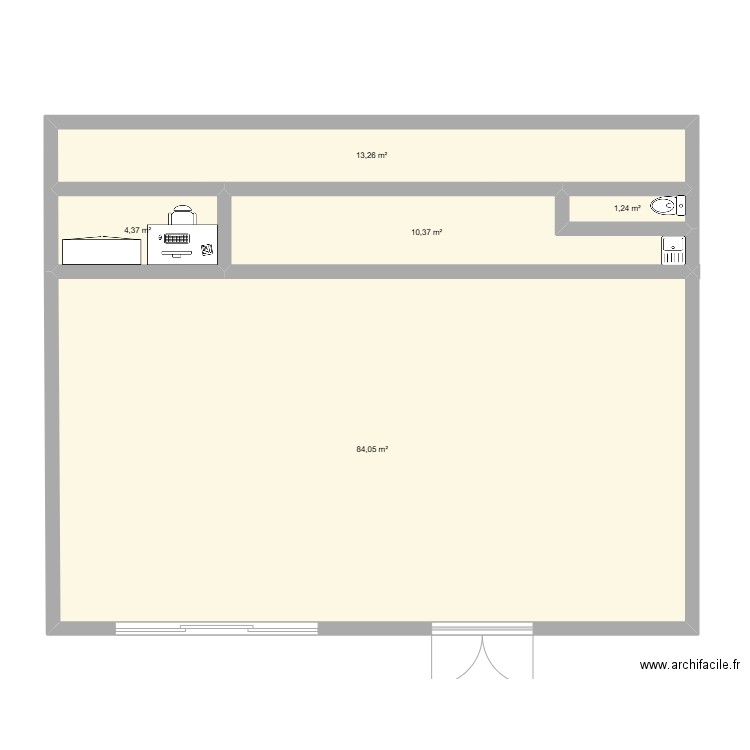 La cave des chouans. Plan de 5 pièces et 113 m2