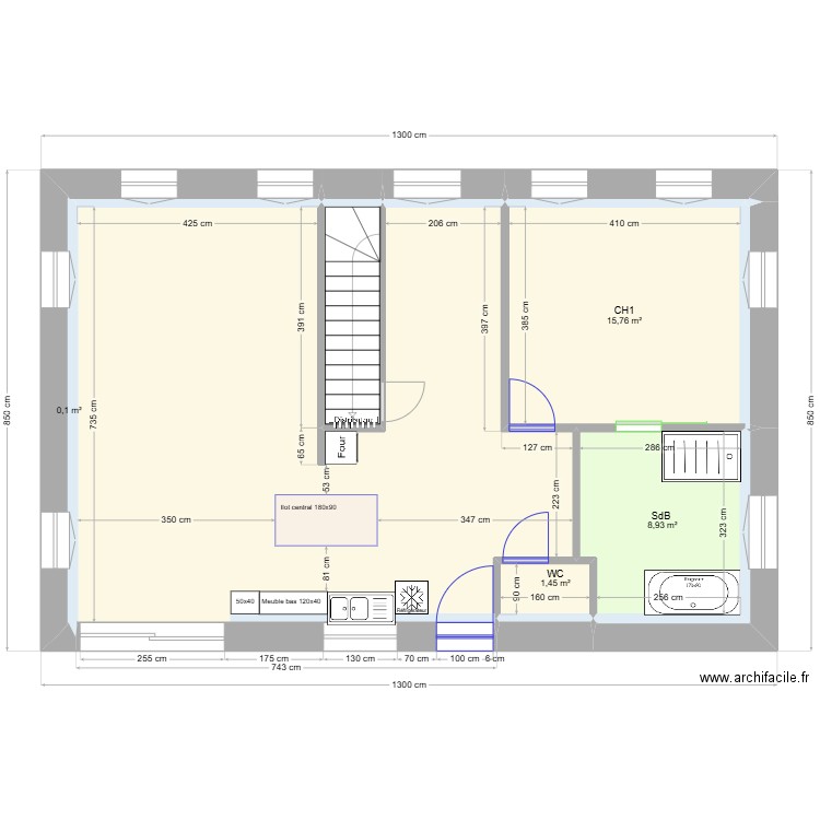 BREI-1. Plan de 5 pièces et 87 m2