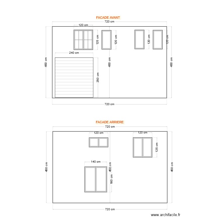 Façades . Plan de 0 pièce et 0 m2