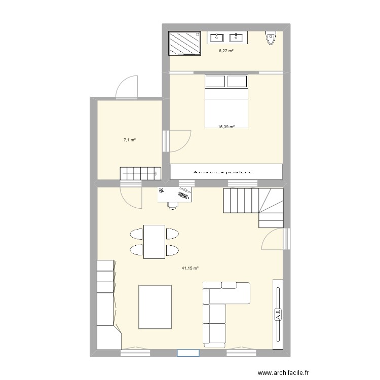 MAISON AVEC AGRANDISSEMENT 2. Plan de 4 pièces et 71 m2