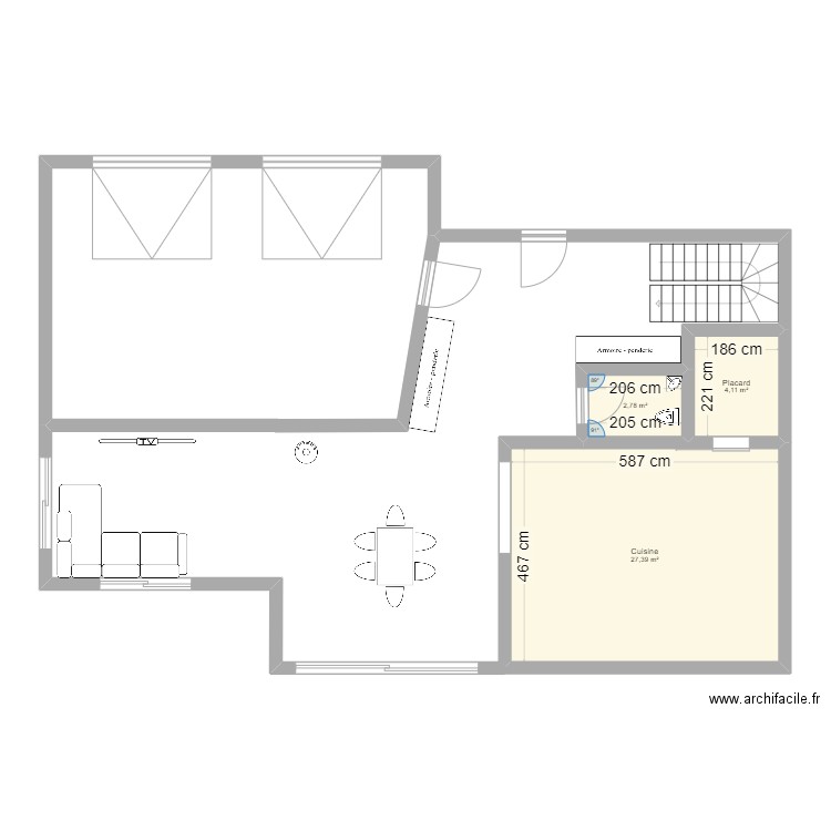 1projet. Plan de 3 pièces et 34 m2