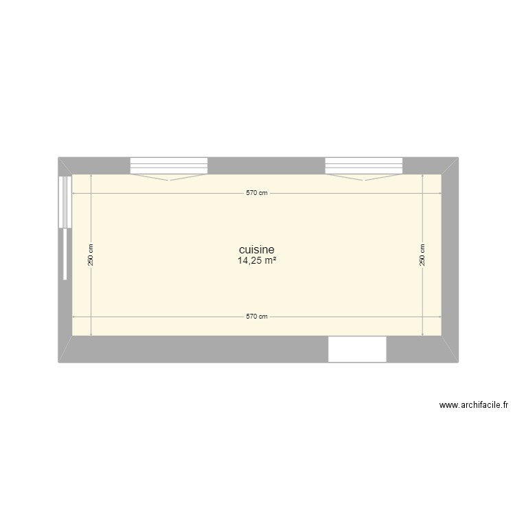 cuisine habitation. Plan de 1 pièce et 14 m2