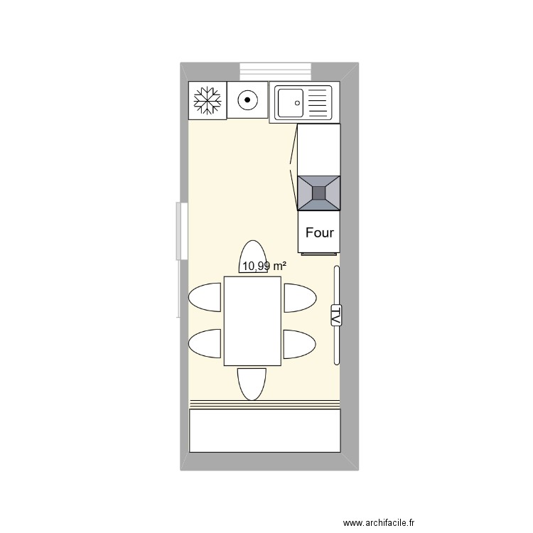 Cuisine Nadhem. Plan de 1 pièce et 11 m2