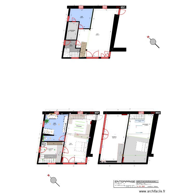 EYM / CH. Plan de 5 pièces et 62 m2