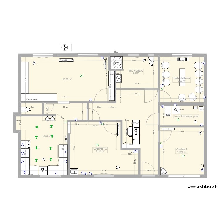 CABINET DR THOMAS  PLAN DE TRAVAIL KATELL. Plan de 8 pièces et 100 m2