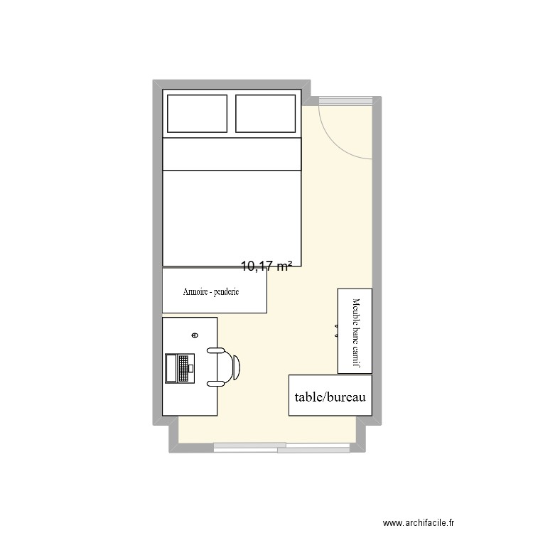 Chambre Ami 2025. Plan de 1 pièce et 10 m2