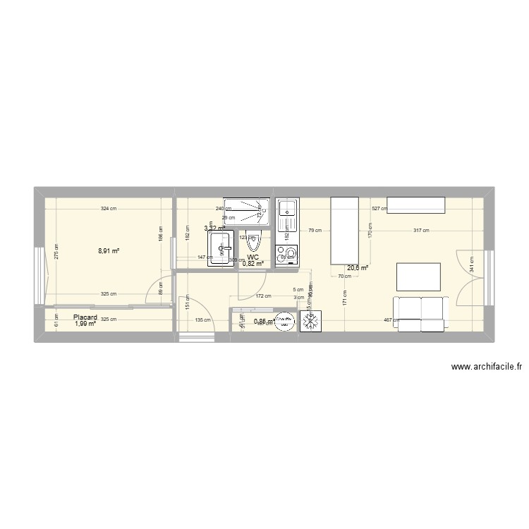 Saint Brévin V3. Plan de 6 pièces et 37 m2