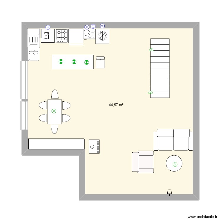 travaux St Alban. Plan de 1 pièce et 45 m2