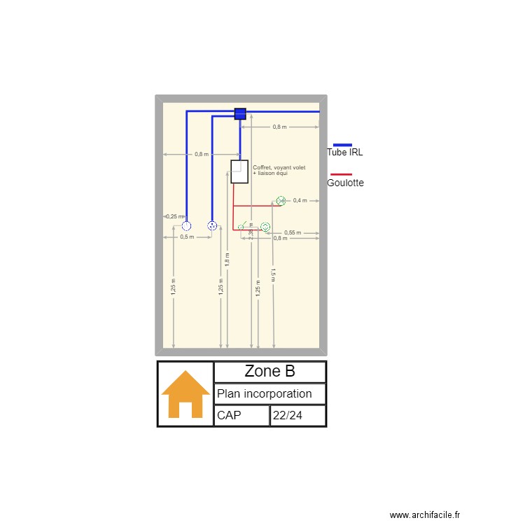 FACE b cap. Plan de 1 pièce et 4 m2