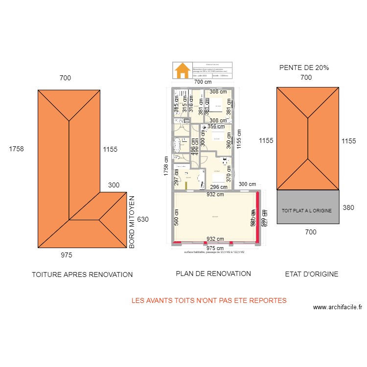 plan avec toiture 1. Plan de 11 pièces et 122 m2