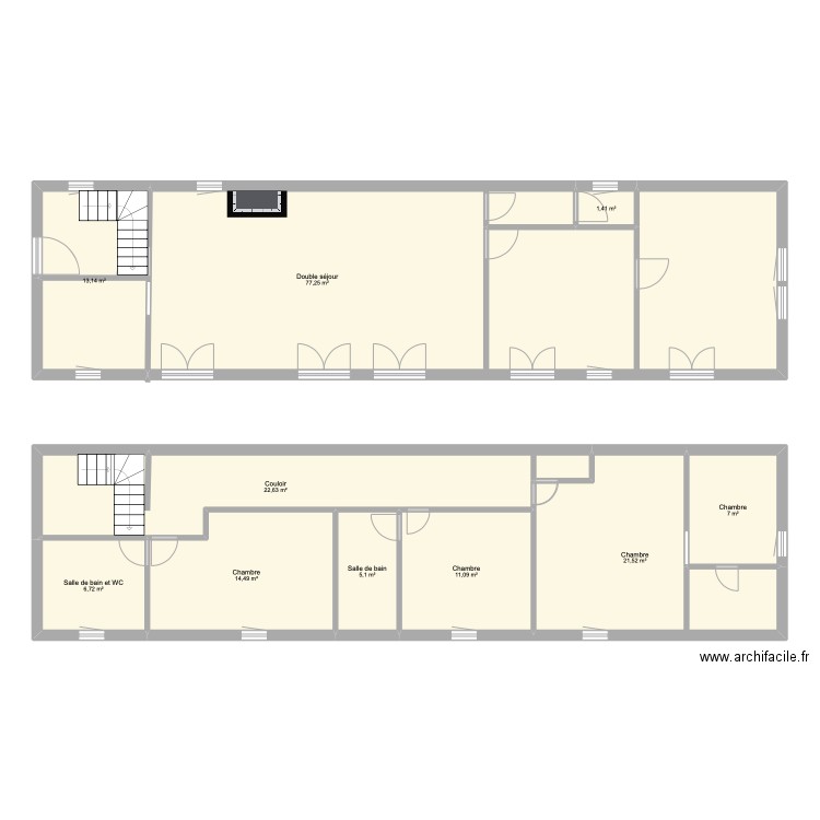 LECAUDE RDC. Plan de 10 pièces et 180 m2