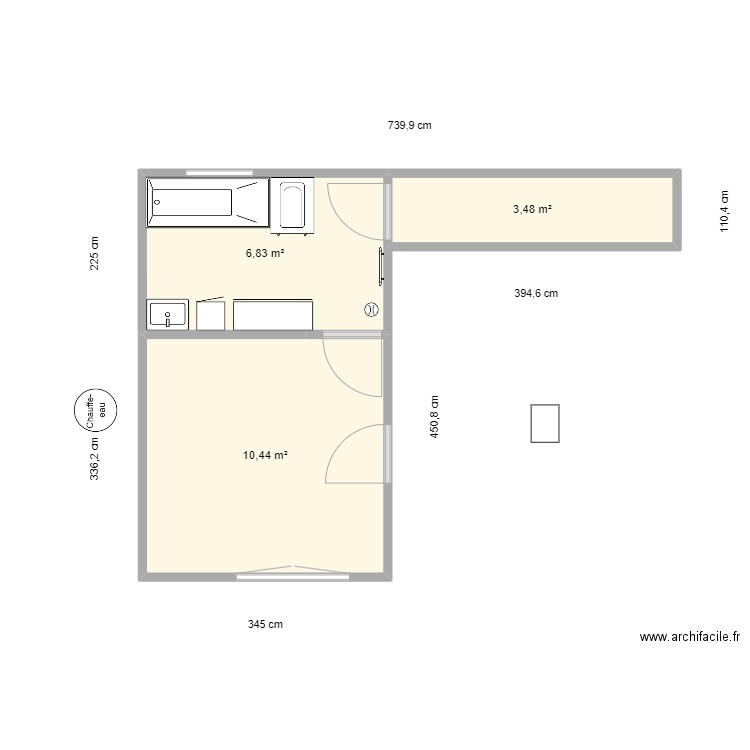 Maison Mina projet 1. Plan de 3 pièces et 21 m2