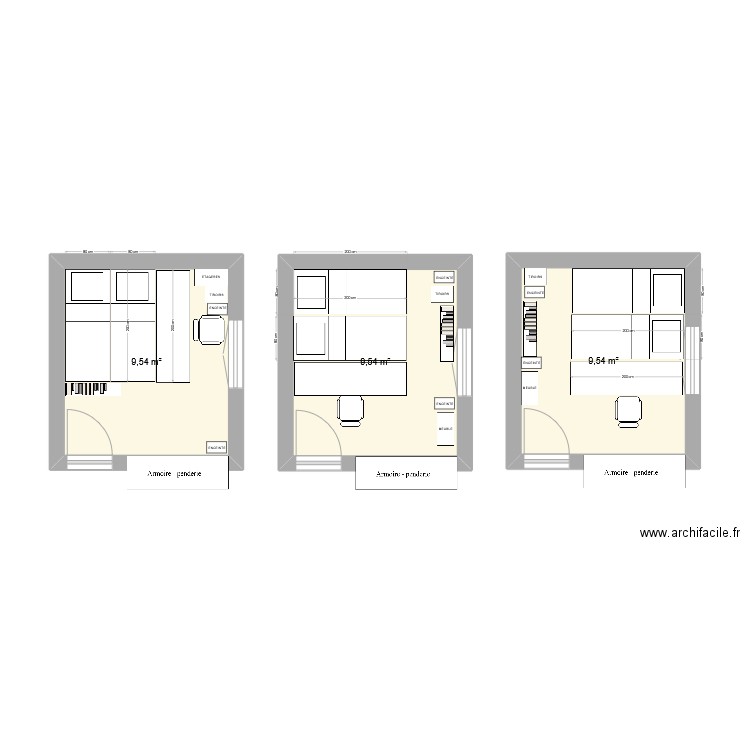 aaa. Plan de 3 pièces et 29 m2