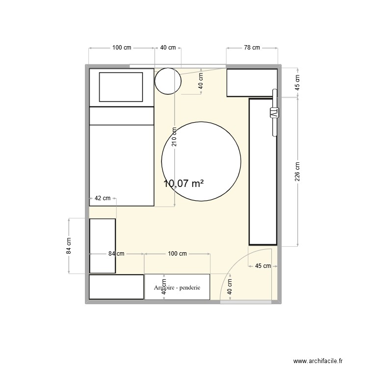 Chambre Camille. Plan de 1 pièce et 10 m2