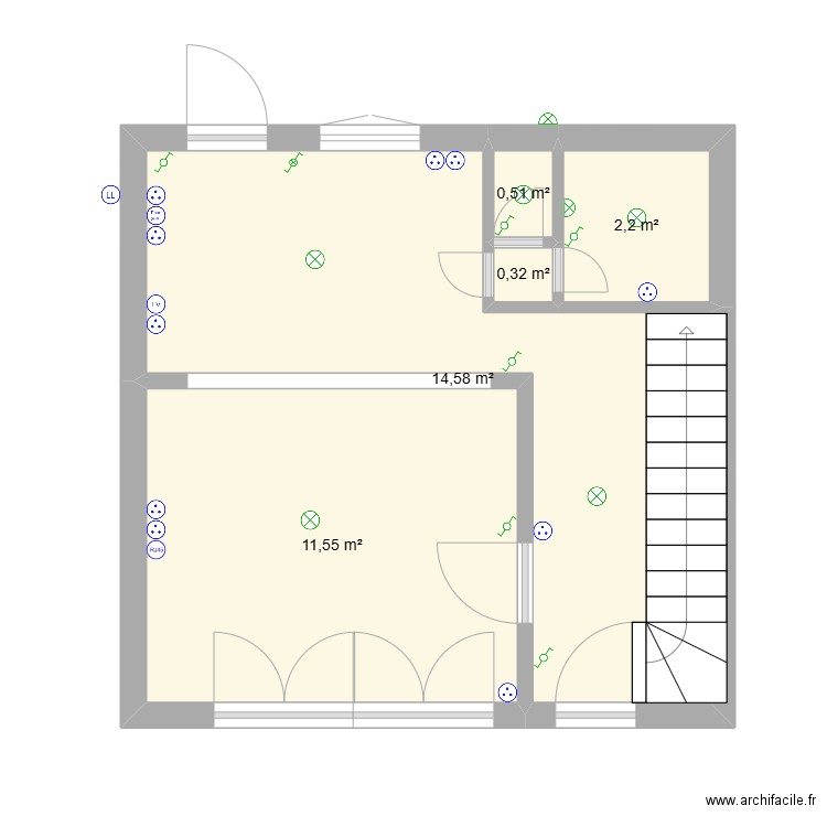 location. Plan de 5 pièces et 29 m2